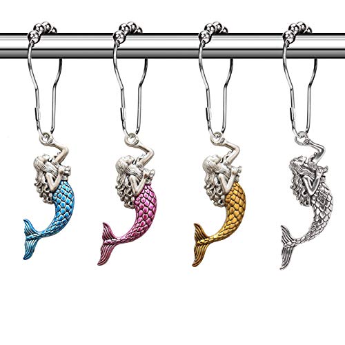 Mermaid Shower Curtain Hooks - Vintage Nautical Design, Set of 12