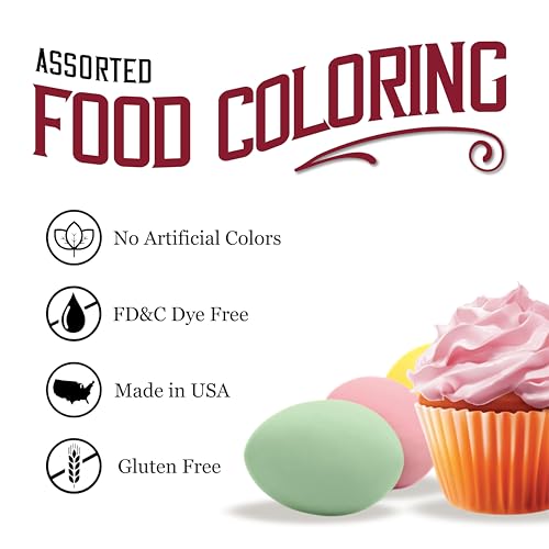 Watkins Assorted Food Coloring, Natural Vegetable-Based Dyes, 4 x 0.3 oz