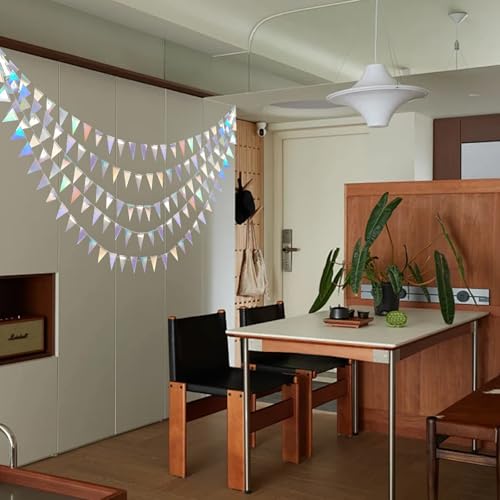 Iridescent Holographic Triangle Pennant Banner - 4 Sets