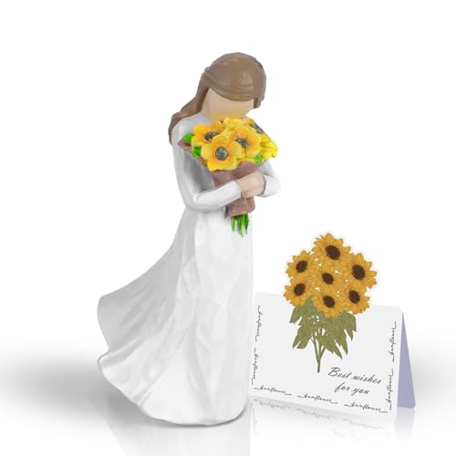 Sunflower Figurine Gift for Women, 5.7-Inch Hand-Painted Desk Decor