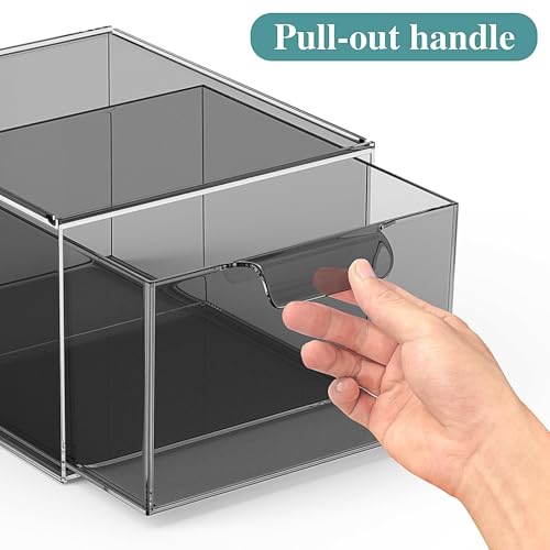 SpaceHacks 3-Pack Stackable Acrylic Makeup Organizer Drawers - Smoke Black