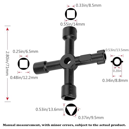 2 PCS 4 Way Cross Key, Zinc Alloy Multifunction Radiator Key Opening Cross Key for Water Meter Valve Electric Box Cupboard Cabinet Train Door ,Plumbers, Electricians ,Electrical Cupboard Box Elevator