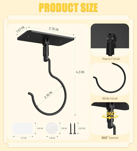 Metal Banana Hook Hanger Under Cabinet - 360° Rotatable, Compact Design