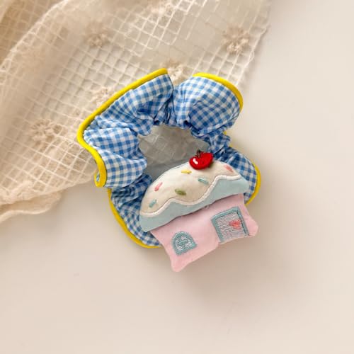 SICOPEE Gingham Hair Scrunchies - 2 Pack Embroidered Hair Ties