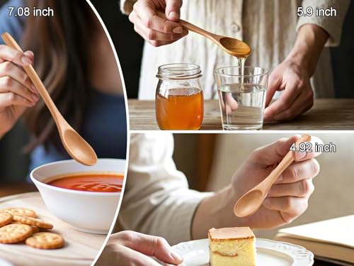 6-Piece Handcrafted Beech Wood Spoon Set - Assorted Sizes for Tea & Honey