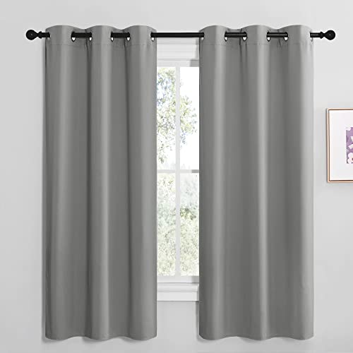 NICETOWN Silver Grey Blackout Curtains, 42 x 68 Inch Thermal Drapes (2 Panels)