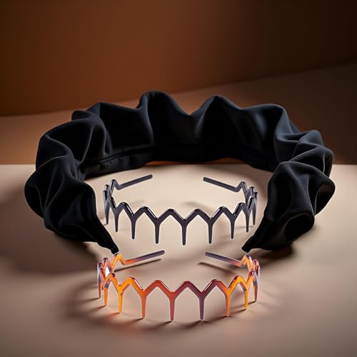 Jowxsx Zig Zag Headbands 2-Pack Brown and Black Shark Tooth Hair Combs