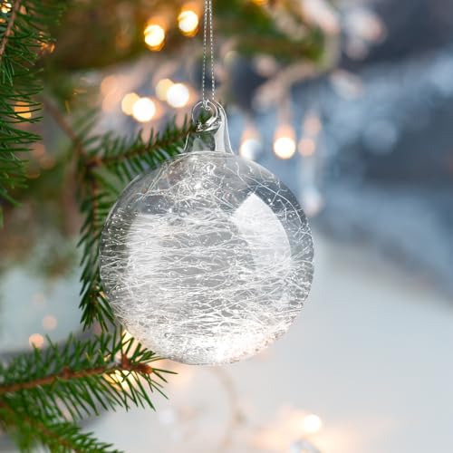 Uiifan 36 Pcs Clear Glass Christmas Ornaments Balls - Assorted Sizes & Iridescent Finish - Variation of 36 / 2.36 in, 2.76 in, 3.15 in
