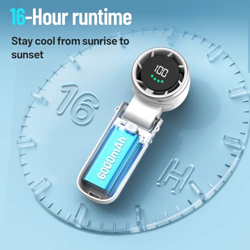 Kuesuny Handheld Fan - 16000RPM, 100-Speed Portable Fan for Travel & Outdoor Use