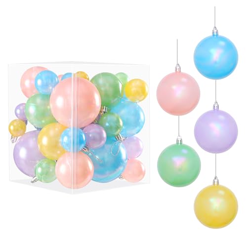 Pastel Christmas Tree Ornaments Set - 45 Shatterproof Holiday Decorations