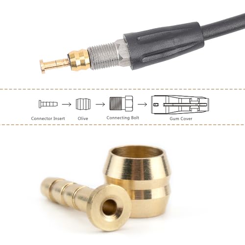 10 Set Bicycle Olives and Barbs Insert Brass Connecting Insert Hydraulic Disc Brake Hose Olive Connector Component Insert Replacement Compatible with Brake Hose (BH59)