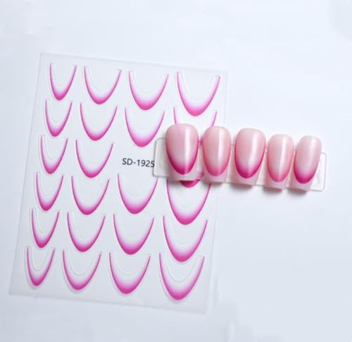 French Nail Art Stickers Self-Adhesive Decals with Tweezer 6 Sheets