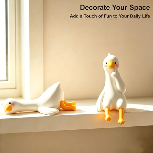 Mini Resin Goose Figurines - 4-Pack Desk Decor for Office & Home