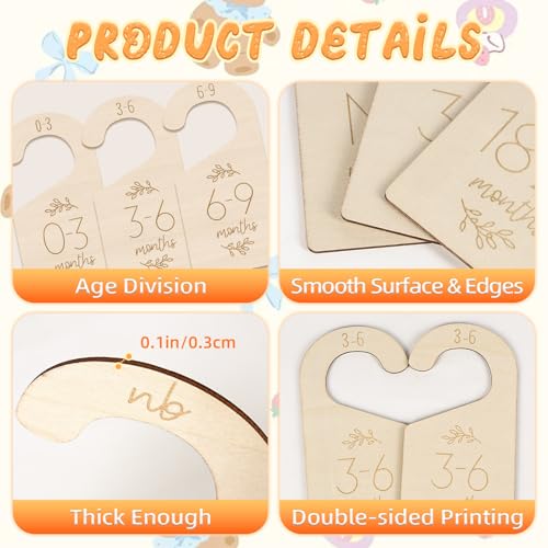 7 Wooden Baby Closet Dividers for Newborn to 24 Months Organizer