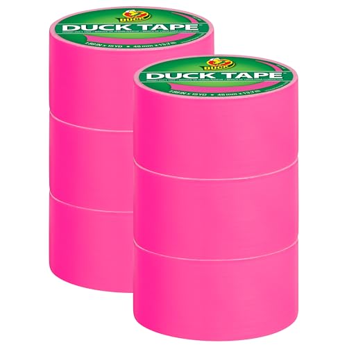 Duck Brand Neon Pink Duct Tape - 1.88" x 15 Yards, 6 Rolls