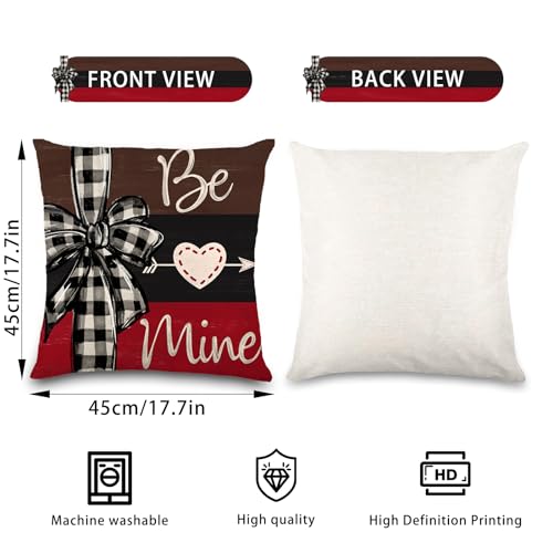 Valentine's Day Throw Pillow Covers 18x18, Buffalo Plaid Set of 4