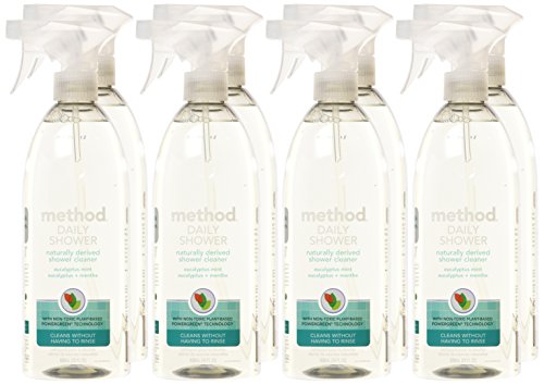 Method Daily Shower Cleaner Spray, & Spray and Walk Away, Eucalyptus Mint Scent, 28 Fl Oz, (Pack of 8), Packaging May Vary
