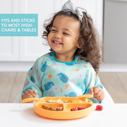 Bumkins Silicone Suction Plate for Toddlers & Babies - Non-Skid Grip Dish