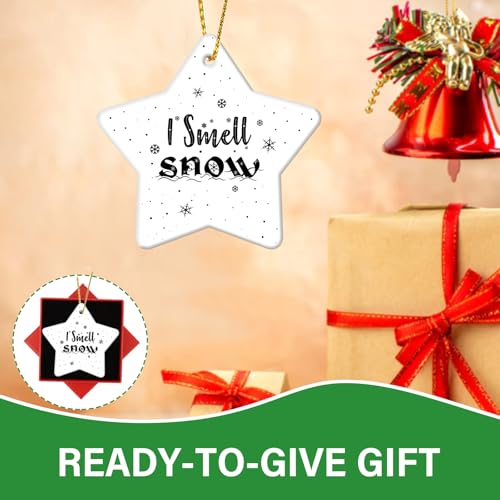 I Smell Snow Ceramic Christmas Ornament - Star Shape Gift