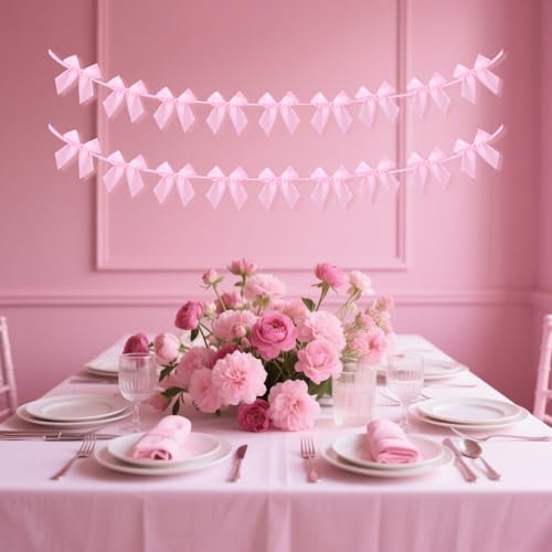 2pcs Pink Bow Garland | Coquette Party Decorations for Girls