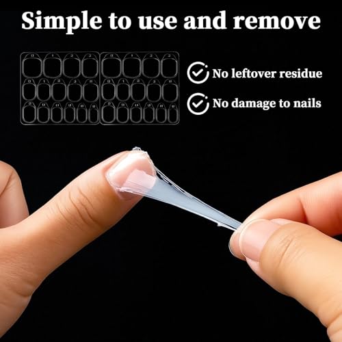 Asofelk Nail Adhesive Tabs 600 PCS Clear Ultra-Thin Double-Sided Press on Nail Stickers