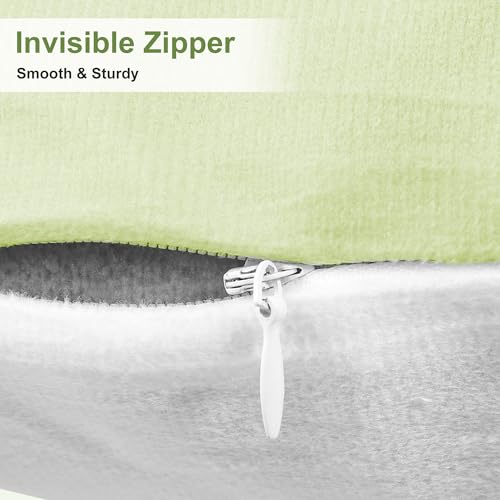 Sage Green Velvet Throw Pillow Covers Set of 6 - 18x18 Inch