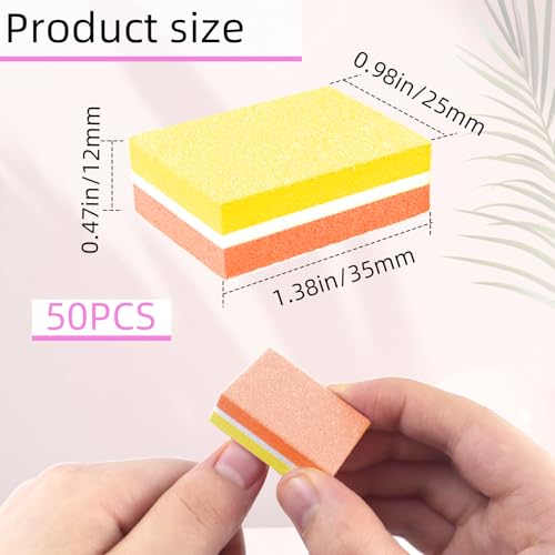 50 Pcs Mini Nail Buffer Blocks 100/180 Grit Dual-Sided Sponge Files