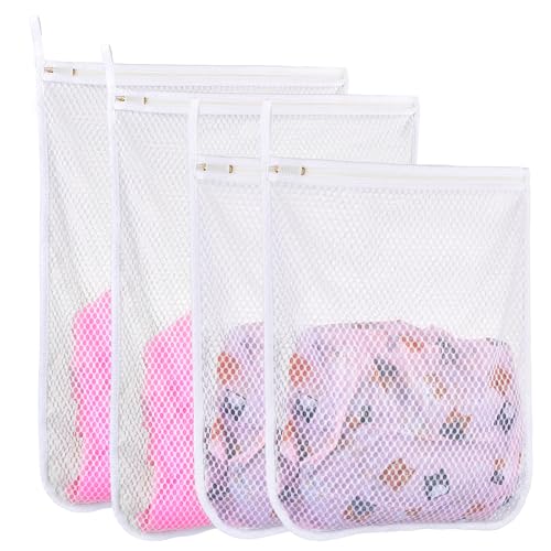 LAFFTRAK Honeycomb Mesh Laundry Bags for Delicates - 2 Large, 2 Medium
