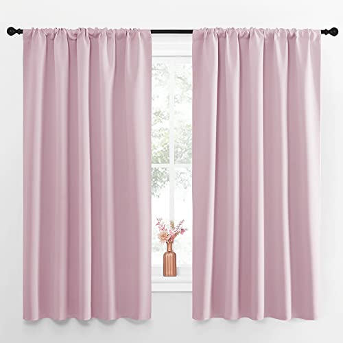 NICETOWN Room Darkening Curtains, Thermal Insulated Drapes - Lavender Pink, 52x63 in, 2 Panels