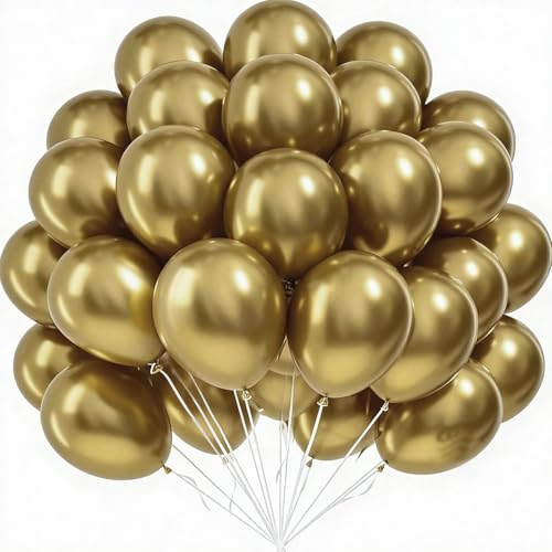 Metallic Gold Latex Balloons 12-Inch Party Decorations 50 Pcs