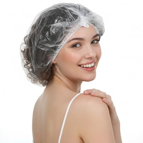 Aphumedc Oversized Disposable Plastic Shower Caps 10 Pcs, XL Waterproof Processing Caps for Long Hair, Braids, and Dreadlocks
