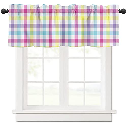 Savannan Easter Buffalo Check Valance - Colorful Plaid 54x18