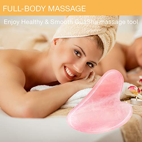 KIMANN Rose Quartz Gua Sha Face and Body Scraping Massage Tool