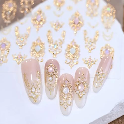 POWPOP Golden Baroque 5D Embossed Nail Art Stickers Bohemian Decals