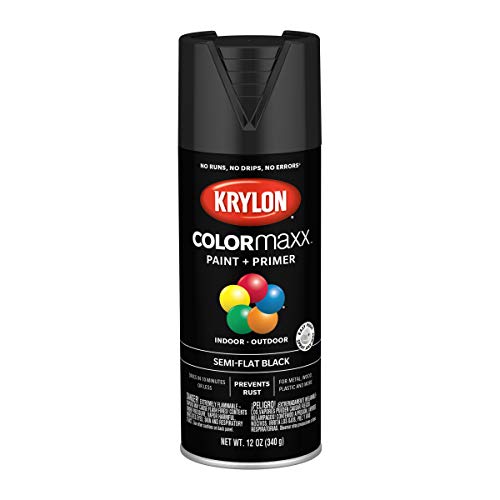 Krylon COLORmaxx Semi-Flat Black Spray Paint & Primer, 12 oz