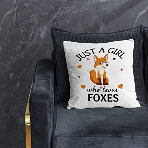 Nogrit Fox Decor Fox Pillow Cover 18x18 Just A Girl Who Loves Foxes Gift for Fox Lovers