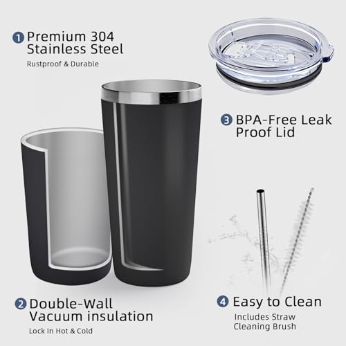 GGQ 20oz Lavender Travel Coffee Tumbler - Stainless Steel, Double Wall Insulated
