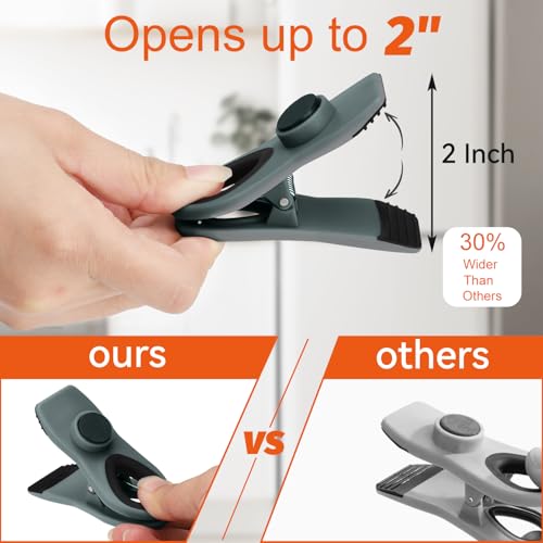 TACGEA 12pcs Magnetic Bag Clips - Air Tight Food Storage Clips in Neutral Colors