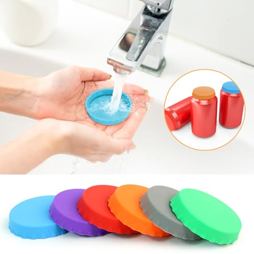 6-Pack Silicone Soda Can Lids - Reusable BPA-Free Covers for Standard Cans