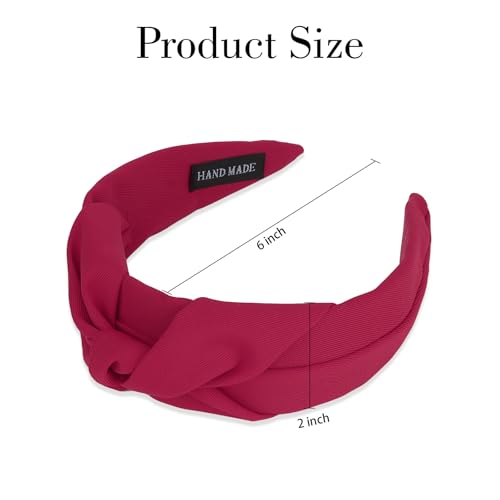Amariver Hot Pink Knotted Wide Headband Soft Non-Slip Hair Band
