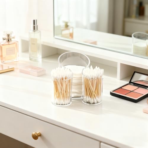 Cotton Pad Holder - Multi-Compartment Organizer for Bathroom