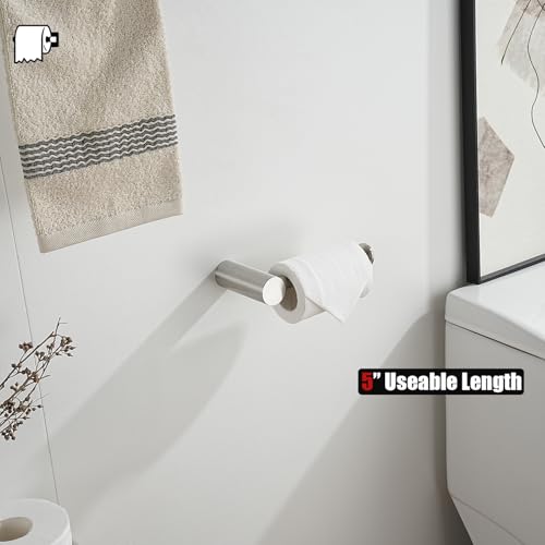 JQK 5-Inch Brushed Steel Toilet Paper Holder - 304 Stainless Steel, Holds Mega Rolls