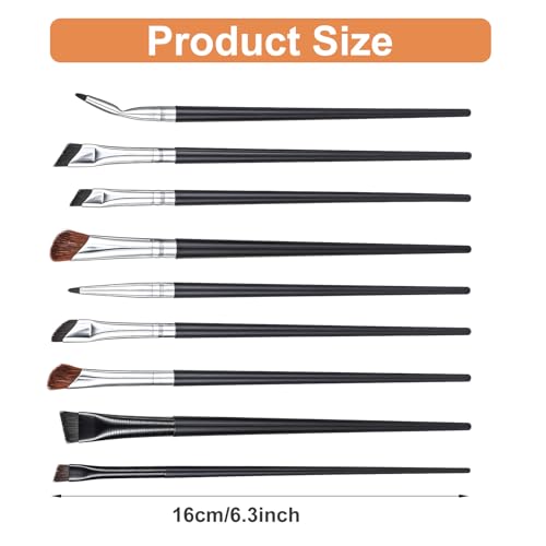 9Pcs Eyeliner Brush Set Ultra Thin Angled Fine Point Eyebrow Brushes Synthetic