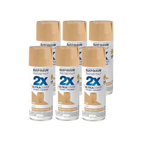 Rust-Oleum Painter's Touch 2X Spray Paint, Gloss Khaki, 6 Pack - 12 oz