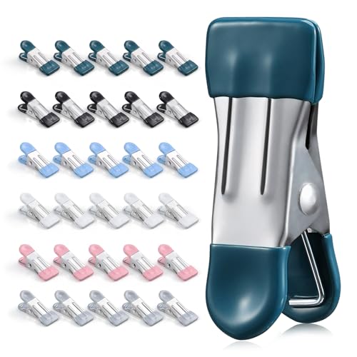 Colored Heavy Duty Stainless Steel Clothes Pins - 30 Pack