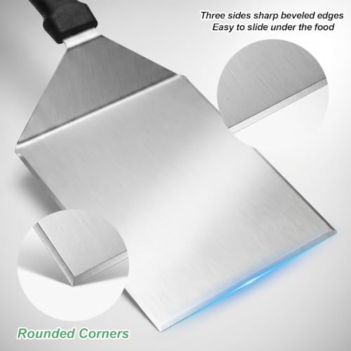 Cuttte Extra Wide Smash Burger Spatula, 6 x 5 Inch Heavy Duty Metal Turner