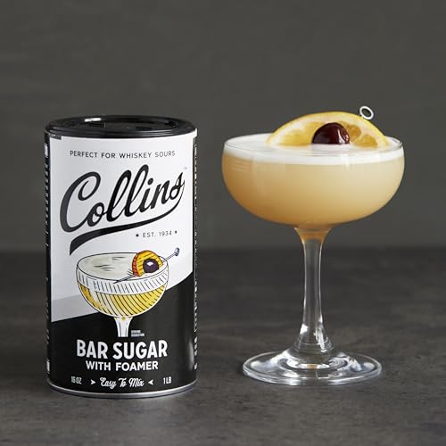 Collins Bar Sugar with Foamer - Cocktail Foam Maker for Classic Eggwhite-Style Drinks, 16oz