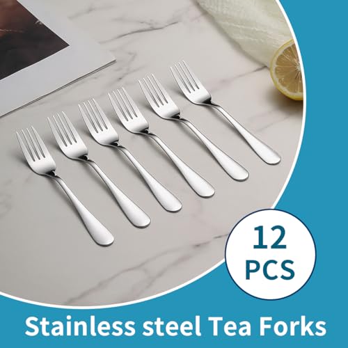 Berglander 12-Piece Stainless Steel Dessert Forks Set - 5.5 Inch Small Cake & Fruit Forks for Party, Restaurant, Hotel, Dishwasher Safe