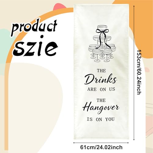 Tegeme Fabric Wedding Bar Sign | Rustic Signature Drinks Decor 60x24