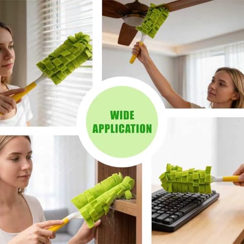 Reusable Fleece Duster Refills with Handle - 5 Pack Washable Dusting Pads